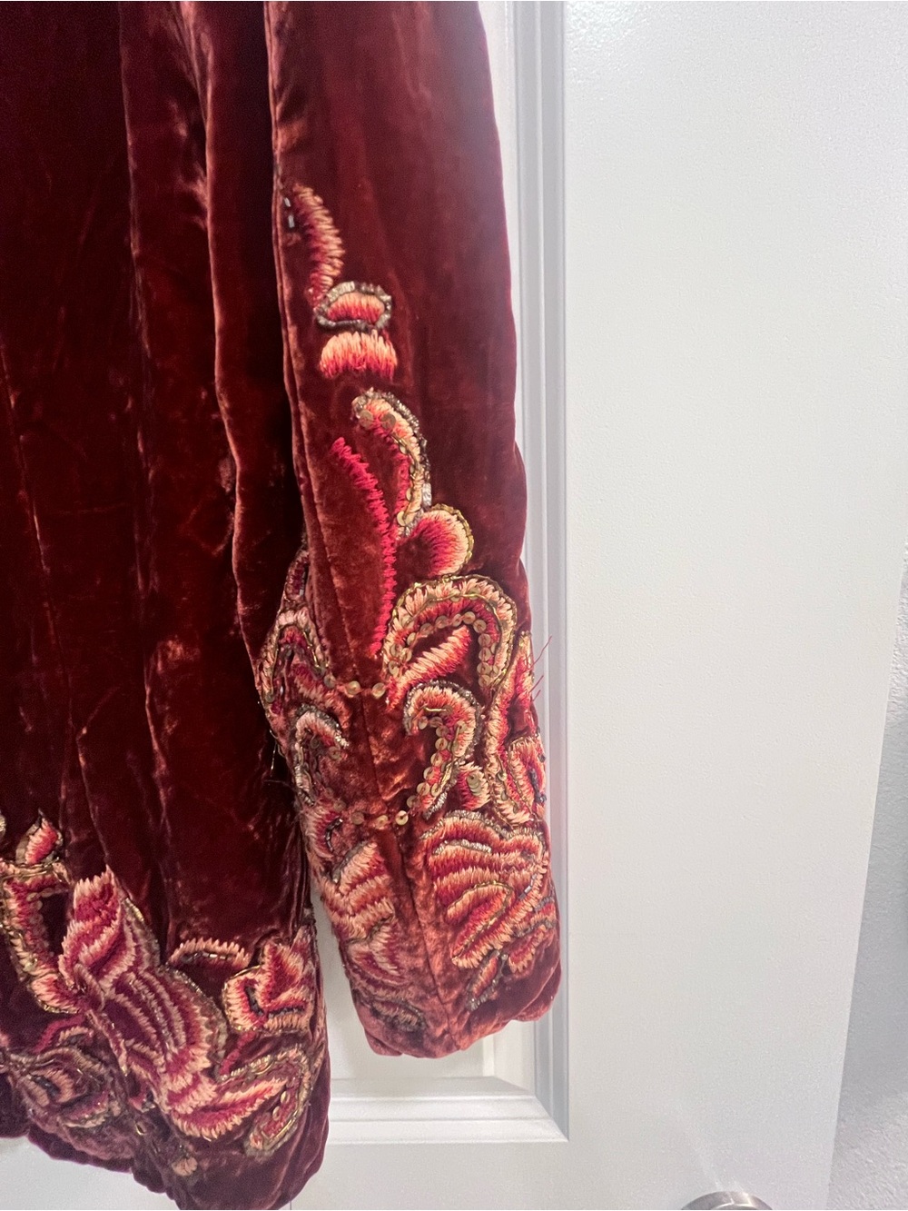 Vintage Embellished Velvet Blazer in Deep Burgundy - Picture 5 of 9